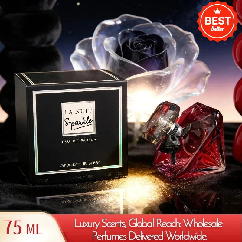 عطر La Nuit Sparkle الفاخر بحجم 75 مل مع علبة أنيقة - La Nuit Sparkle luxury perfume 75ml with elegant packaging