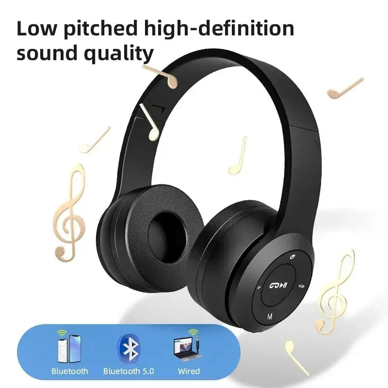 
سماعة بلوتوث P47 سوداء قابلة للطي - P47 Black Foldable Bluetooth Headphones
