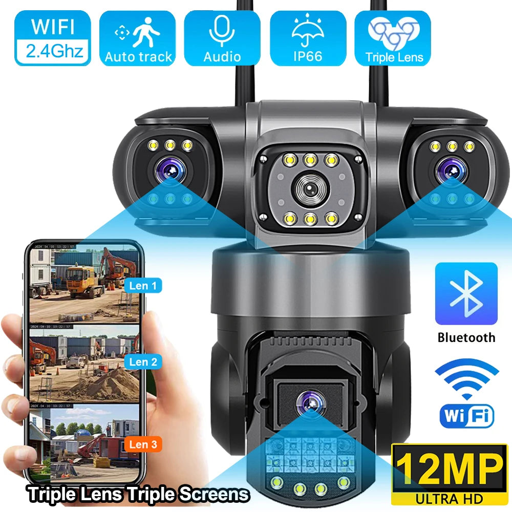 كاميرا مراقبة V380 Pro ثلاث عدسات في واحدة 6K - V380 Pro Security Camera Three Lenses in One 6K
