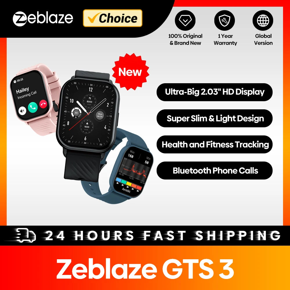 

ساعة ذكية Zeblaze GTS 3 بشاشة 2.03 بوصة - Zeblaze GTS 3 Smart Watch 2.03" Display

